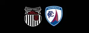 Grimsby Town Football Club and Chesterfield Football Club crests side by side on a black background